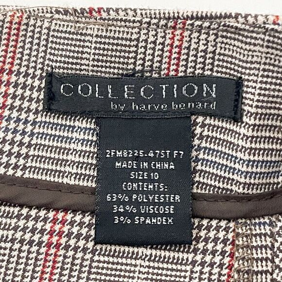 Vintage Plaid Houndstooth Brown Harve Benard Midi Skirt Size 10 - Picture 6 of 7